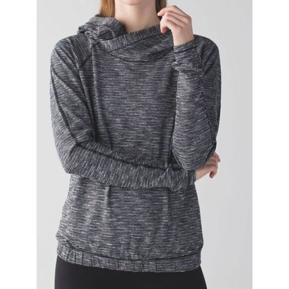 70- LULULEMON HEALTHY HEART GRAY YOGA HIGH NECK SHRT TOP SWEATSHIRT SZ M - Picture 1 of 7